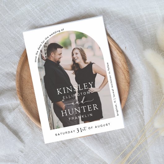 Modern minimalistisch boogvormig Afbeelding Save t The Date