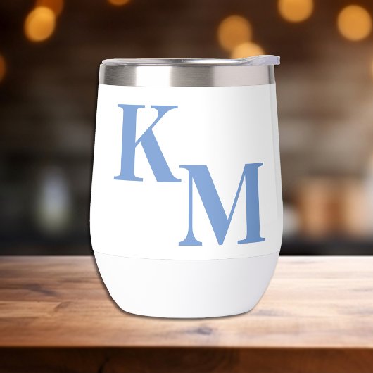 Modern Minimalistisch Bord Blauw Monogram