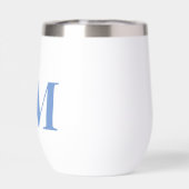 Modern Minimalistisch Bord Blauw Monogram (Achterkant)