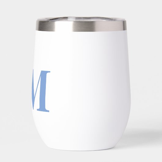 Modern Minimalistisch Bord Blauw Monogram (Achterkant)