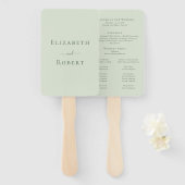 Modern minimalistisch Bord Sage Green Wedding Prog Handwaaier (Voorkant en achterkant)