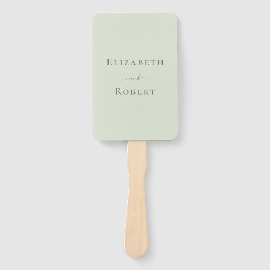 Modern minimalistisch Bord Sage Green Wedding Prog Handwaaier (Voorkant)