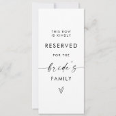 Modern minimalistisch bordje gereserveerd voor bru (Voorkant)