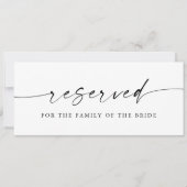 Modern minimalistisch bordje gereserveerd voor bru (Voorkant)