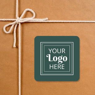 Modern Minimalistisch Bos Groen Witte Zakelijk Log Vierkante Sticker