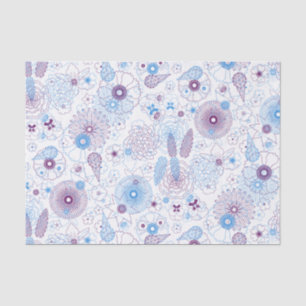 Modern minimalistisch botanisch blauw & Paarse pat Tissuepapier