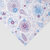 Modern minimalistisch botanisch blauw & Paarse pat Tissuepapier (Detail)