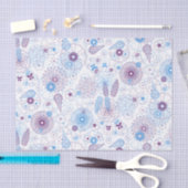 Modern minimalistisch botanisch blauw & Paarse pat Tissuepapier (Craft)