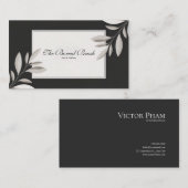 Modern minimalistisch botanisch grijs en zwart visitekaartje (Voorkant / Achterkant)