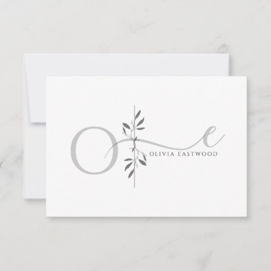 Modern Minimalistisch Botanisch Monogram  Notitiekaartje (Voorkant)
