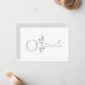 Modern Minimalistisch Botanisch Monogram  Notitiekaartje (Voorkant / Achterkant in situ)