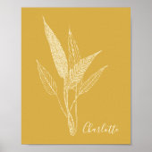 Modern minimalistisch botanisch voor geel, geperso poster (Voorkant)