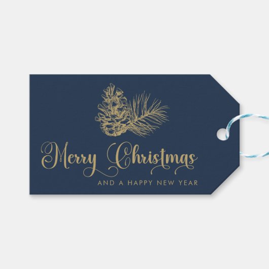 Modern Minimalistisch Botanisch Vrolijk Kerstmis S Cadeaulabel (Voorkant (Horizontaal))