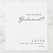 Modern minimalistisch Bridesmaid-voorstel Wijn Etiket (Enkel label)