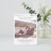 Modern minimalistisch bridesmaïdegedicht en foto's aankondigingskaart (Staand voorkant)