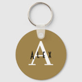 Modern minimalistisch Bronze Monogram Naam + Initi Sleutelhanger (Voorkant)
