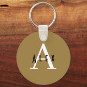 Modern minimalistisch Bronze Monogram Naam + Initi Sleutelhanger (Voorkant)