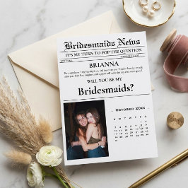 Modern Minimalistisch bruidsmeisje voorstel krant Kaart