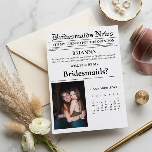 Modern Minimalistisch bruidsmeisje voorstel krant Kaart