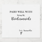 Modern minimalistisch bruidsmeisje voorstel sparkling wijnetiket (Enkel label)