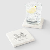 Modern Minimalistisch Bruiloft Grijs Monogram Scri Stenen Onderzetter (Zijkant)