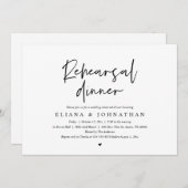 Modern minimalistisch, bruiloft repetitie diner kaart (Voorkant / Achterkant)