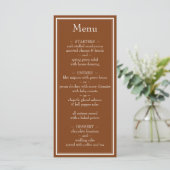 Modern Minimalistisch Bruiloftsmenu in Bruin Menu (Staand voorkant)