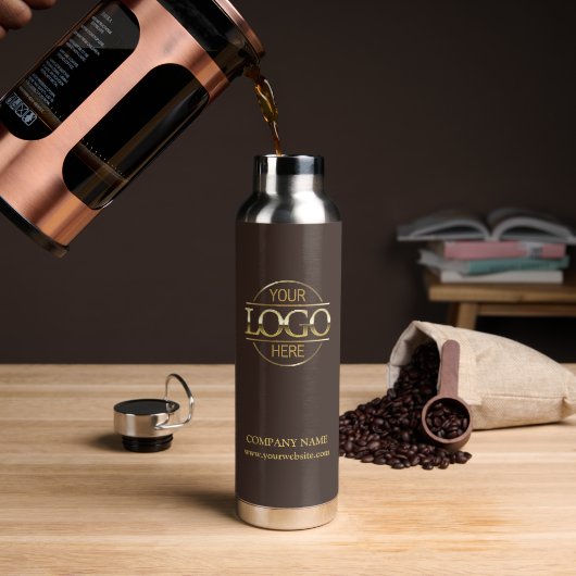 Modern minimalistisch bruin bedrijf business Logo Waterfles (Koffie)