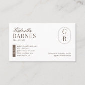 Modern minimalistisch bruin en wit vet visitekaartje (Achterkant)