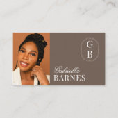 Modern minimalistisch bruin en wit vet visitekaartje (Voorkant)