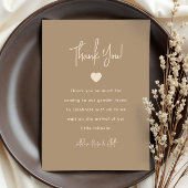 Modern minimalistisch bruin geslacht onthullen bedankkaart