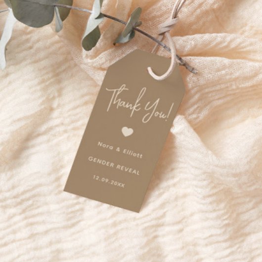 Modern minimalistisch bruin geslacht onthullen dan cadeaulabel