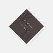 Modern Minimalistisch Bruin Monogram Bruiloft Servet (Hoek)
