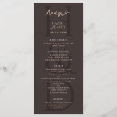 Modern Minimalistisch Bruin Monogram Trouwen Menu (Voorkant)