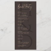 Modern Minimalistisch Bruin Monogram Trouwen Programmakaart (Achterkant)