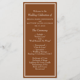 Modern minimalistisch bruin trouwprogramma programmakaart
