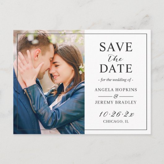 Modern minimalistisch budget Foto slaat de datum o Briefkaart (Voorkant)