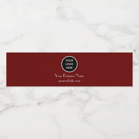 Modern Minimalistisch Burgundy Aangepast logo Mode Waterfles Etiket (Enkel label)