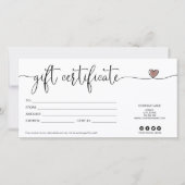 modern minimalistisch cadeaubon certificaat logo t (Voorkant)