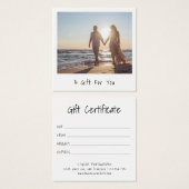Modern minimalistisch cadeaucertificaat voor fotog vierkante visitekaartjes (Voorkant /achterkant)