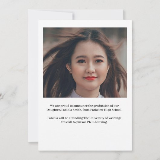 Modern minimalistisch Casual foto afstuderen Aankondiging (Achterkant)