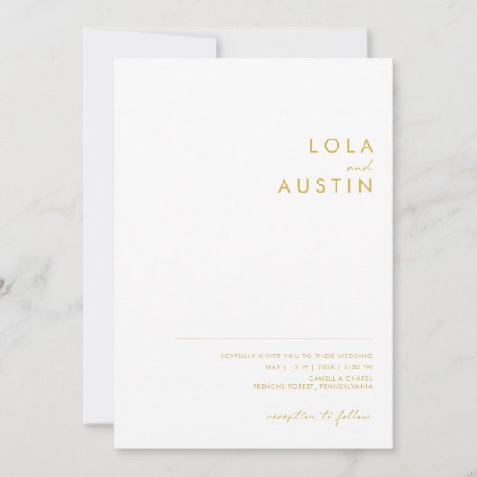 Modern minimalistisch Casual goudlettertype Kaart (Voorkant)