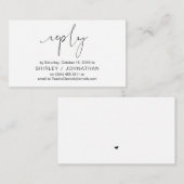 Modern minimalistisch Casual, zwart, bruiloft RSVP Informatiekaartje (Voorkant / Achterkant)