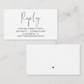 Modern minimalistisch Casual, zwart, bruiloft RSVP Informatiekaartje (Voorkant / Achterkant)