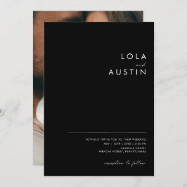 Modern minimalistisch | Casual zwart-fotohuwelijk Kaart