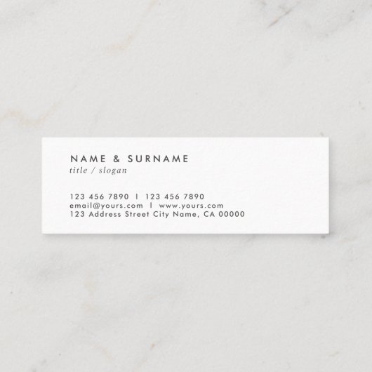 Modern minimalistisch Chic Elegant Leaf White en G Mini Visitekaartje (Achterkant)