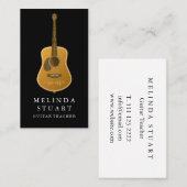 Modern minimalistisch chic Musician Guitar Teacher Visitekaartje (Voorkant / Achterkant)