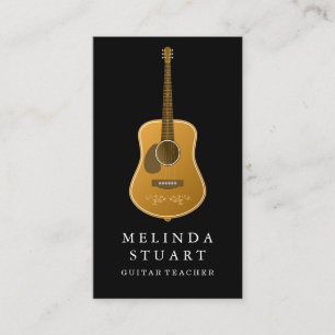 Modern minimalistisch chic Musician Guitar Teacher Visitekaartje