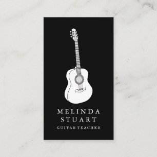 Modern minimalistisch chic Musician Guitar Teacher Visitekaartje
