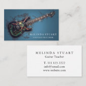 Modern minimalistisch chic Musician Guitar Teacher Visitekaartje (Voorkant / Achterkant)